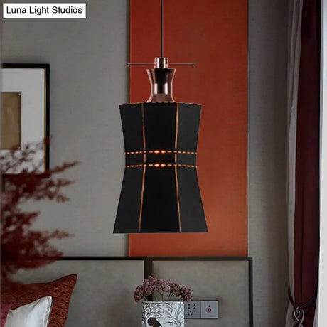 Modern Metal And Wood Pendant Light With Cylinder/Diamond Shade - 1 Black/White