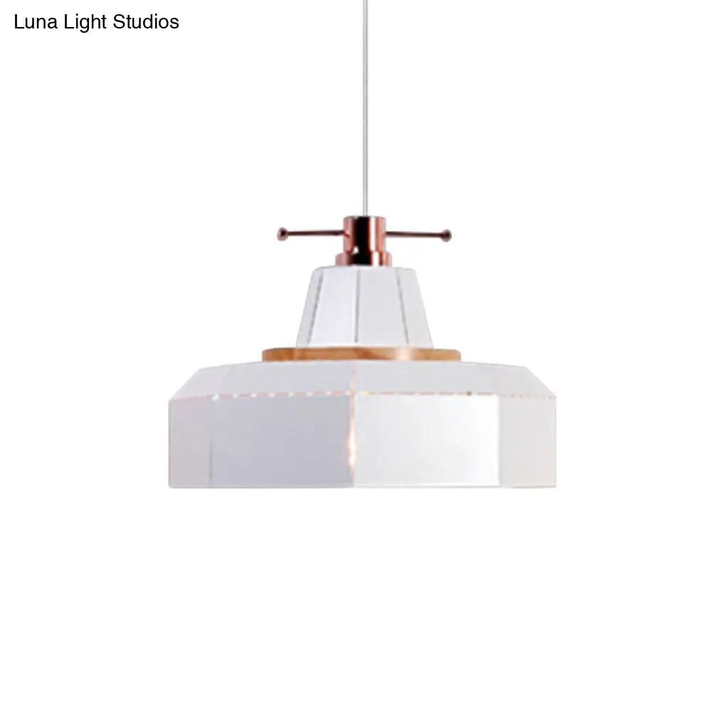 Modern Metal And Wood Pendant Light With Cylinder/Diamond Shade - 1 Black/White
