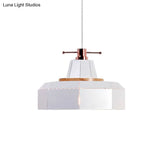 Modern Metal And Wood Pendant Light With Cylinder/Diamond Shade - 1 Black/White
