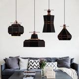 Modern Metal And Wood Pendant Light With Cylinder/Diamond Shade - 1 Black/White Black / A
