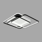 Modern Metal Black Led Square Flush Mount For Bedrooms / 20.5’ White