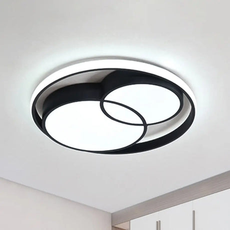 Modern Metal Black/White Circle Ceiling Flush Mount With Integrated Led For Bedroom Lighting