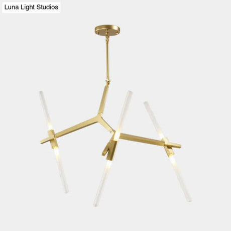 Modern Metal Branch Chandelier - 6/10/14 Lights Black/Gold Hanging Light For Living Room