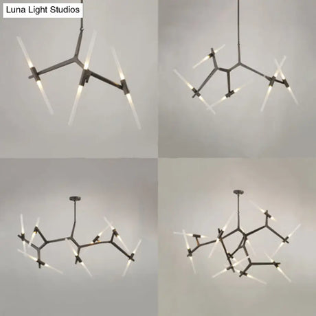 Modern Metal Branch Chandelier - 6/10/14 Lights Black/Gold Hanging Light For Living Room