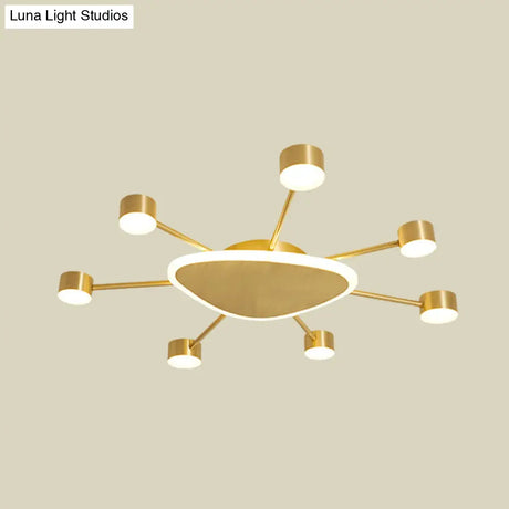 Modern Metal Brass Starburst Led Ceiling Light - Triangular 14’/24.5’ Wide Flush Mount With