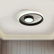Modern Metal Circle Flush Lamp With Led For Porch - White/Black Or Gold/Black Warm/White Light