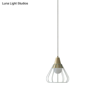 Modern Metal Cone Pendant Light With Wire-Cage Shade - 1 9’/13’ Wide