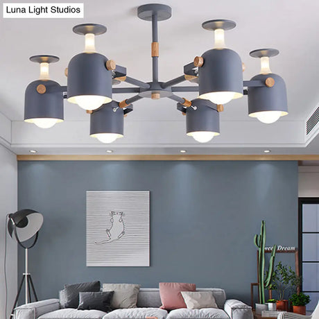 Modern Metal Cylinder Chandelier - 6-Light Hanging Ceiling Lamp For Living Room