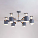 Modern Metal Cylinder Chandelier - 6-Light Hanging Ceiling Lamp For Living Room Grey