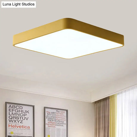 Modern Metal Flush Mount Ceiling Lamp - 16/19.5/23.5 Wide Square Led Yellow/Green White/Warm Yellow