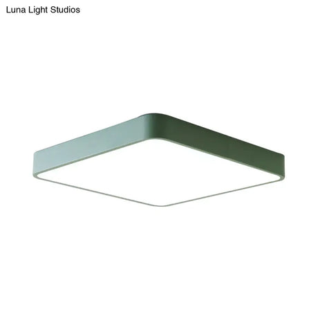 Modern Metal Flush Mount Ceiling Lamp - 16’/19.5’/23.5’ Wide Square Led Yellow/Green White/Warm