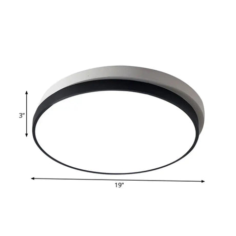 Modern Metal Flush Mount Ceiling Light Fixture With Led Acrylic Shade - Black 11/15/19 Diameter