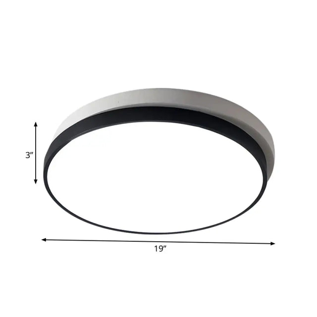 Modern Metal Flush Mount Ceiling Light Fixture With Led Acrylic Shade - Black 11/15/19 Diameter