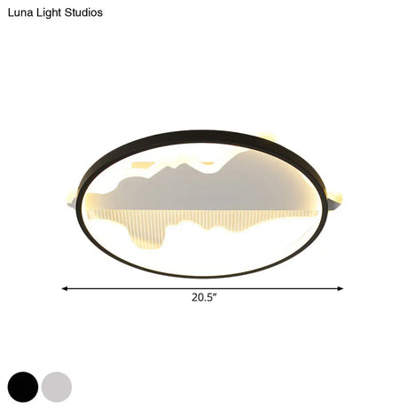Modern Metal Flush Mount Led Ceiling Light In Black/White - Warm/White 16.5’/20.5’ Diameter