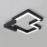 Modern Metal Geometric Ceiling Light | 19.5/25.5 Wide Black/White Led Flush Mount Warm/White