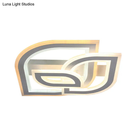 Modern Metal Geometric Flush Ceiling Light In Matte White With Led Warm/White Lighting