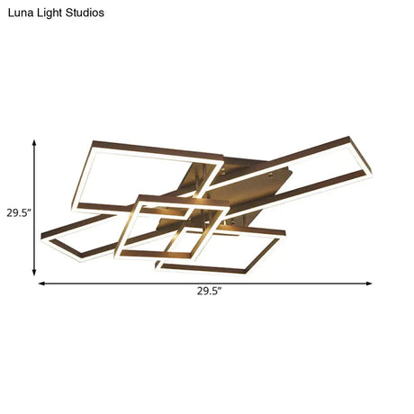 Modern Metal Geometric Semi Flush Light With Led 2/3/4 Lights In Brown White/Warm