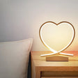 Modern Metal Heart Desk Lamp - Small Led Wood Task Light With Acrylic Shade