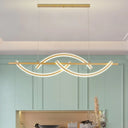 Modern Metal Led 3-Arched Line Restaurant Chandelier In Black/Gold - Warm/White Light Gold / White