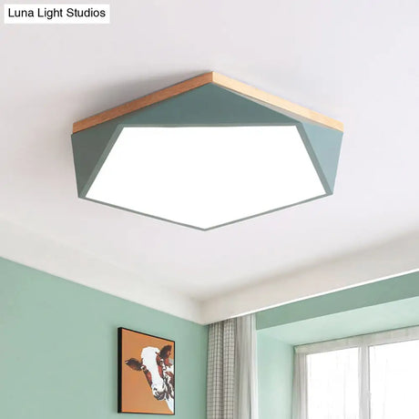 Modern Metal Led Bedroom Flush Mount Ceiling Light Fixture - Pentagon Lighting