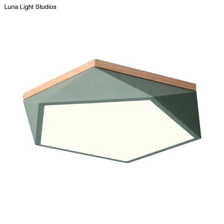 Modern Metal Led Bedroom Flush Mount Ceiling Light Fixture - Pentagon Lighting
