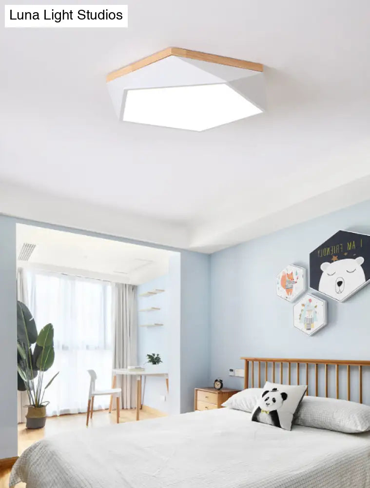 Modern Metal Led Bedroom Flush Mount Ceiling Light Fixture - Pentagon Lighting