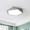 Modern Metal Led Bedroom Flush Mount Ceiling Light Fixture - Pentagon Lighting Green / White 16.5