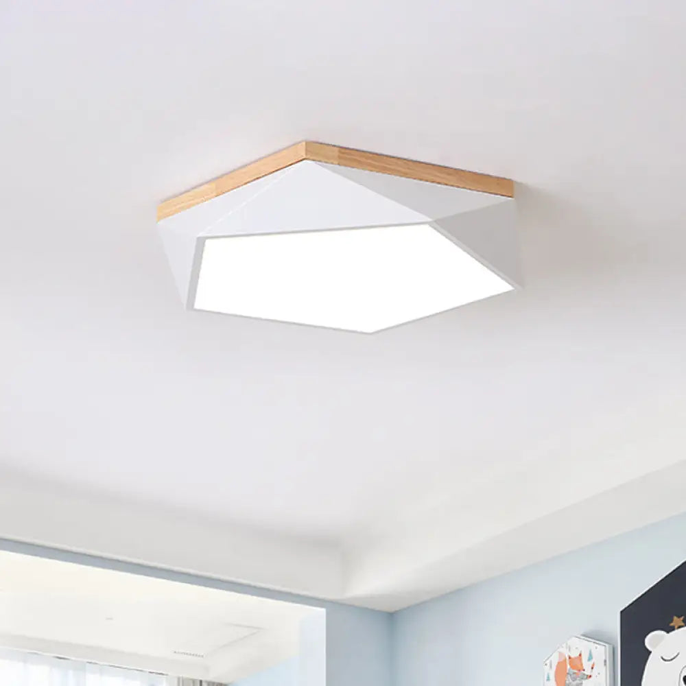 Modern Metal Led Bedroom Flush Mount Ceiling Light Fixture - Pentagon Lighting White / 16.5
