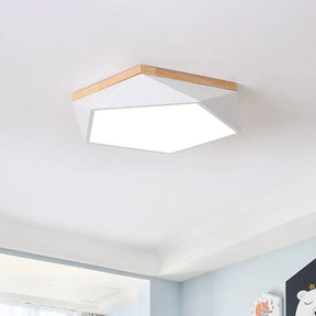 Modern Metal Led Bedroom Flush Mount Ceiling Light Fixture - Pentagon Lighting White / 16.5