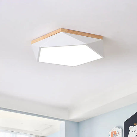 Modern Metal Led Bedroom Flush Mount Ceiling Light Fixture - Pentagon Lighting White / 16.5