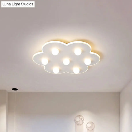 Modern Metal Led Flush Ceiling Light For Kids - Flower/Round/Square Design 8 Lights 16.5/19.5 Inch