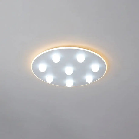 Modern Metal Led Flush Ceiling Light For Kids - Flower/Round/Square Design 8 Lights 16.5/19.5 Inch