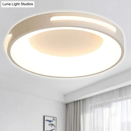 Modern Metal Led Flush Ceiling Light With Acrylic Diffuser - Circle Design In White/Warm Various