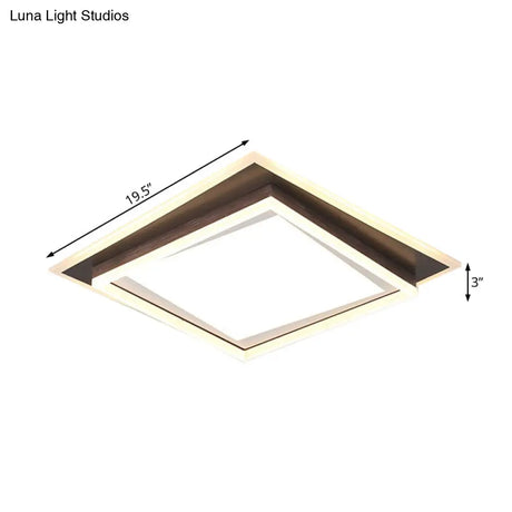 Modern Metal Led Flush Mount Ceiling Lamp With Recessed Diffuser - Square/Rectangular White/Warm