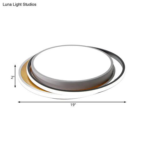 Modern Metal Led Flush Mount Ceiling Light In Black/White - White/Warm 19’/23’ Wide