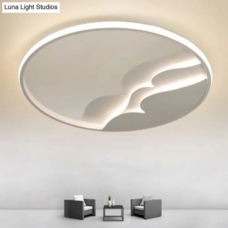 Modern Metal Led Flush Mount Ceiling Light With Halo Ring For Bedroom - White Flushmount