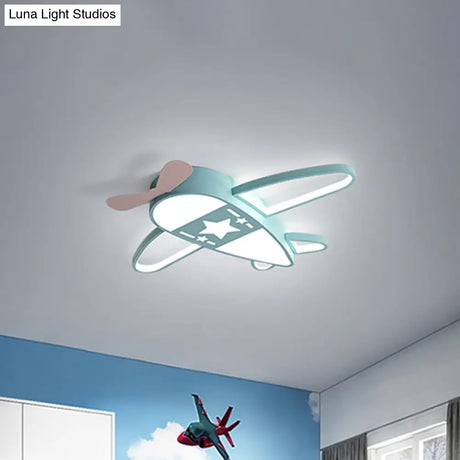 Modern Metal Led Flush Mount Lamp - Pink/Blue Plane Warm/White Lighting 19.5’/25.5’ Width