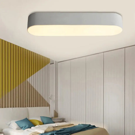 Modern Metal Led Flush Mount Lamp: Smooth Edge Case 23.5’/35.5’ Wide White/Black Ceiling Light