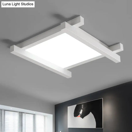 Modern Metal Led Flush Mount Lamp With Crisscross Design - Black/White 17’/21’/25’ Wide