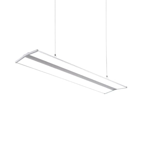 Modern Rectangular Led Pendant Light 23.5/47 Silver Ceiling Lamp Kit With White Acrylic Diffuser