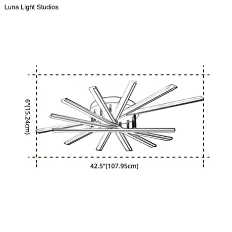 Modern Metal Led Semi Flush Mount Light Fixture For Living Room - 7 Lights
