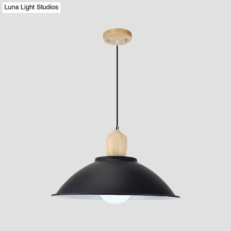 Modern Metal Pendant Light With Black Bowl Shade For Dining Room