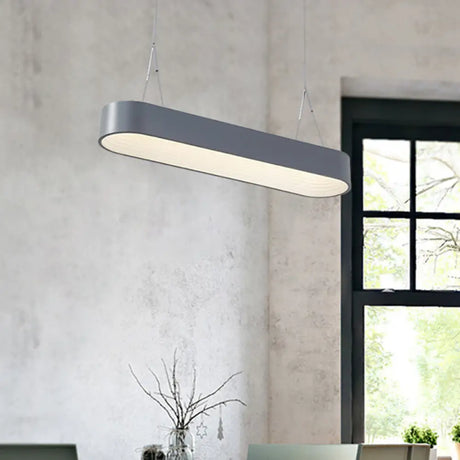 Modern Metal Rectangle Led Chandelier Lighting - 33.5’’/47’’ Wide White/Grey Hanging Lamp