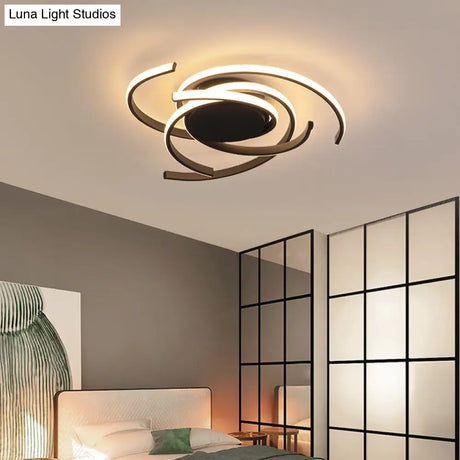 Modern Metal Spiral Flush Mount Led Ceiling Light For Bedrooms