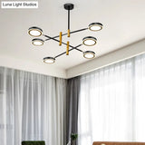 Modern Metal Starburst Chandelier - 4/6 Heads White/Black Gold Finish Warm/White Light