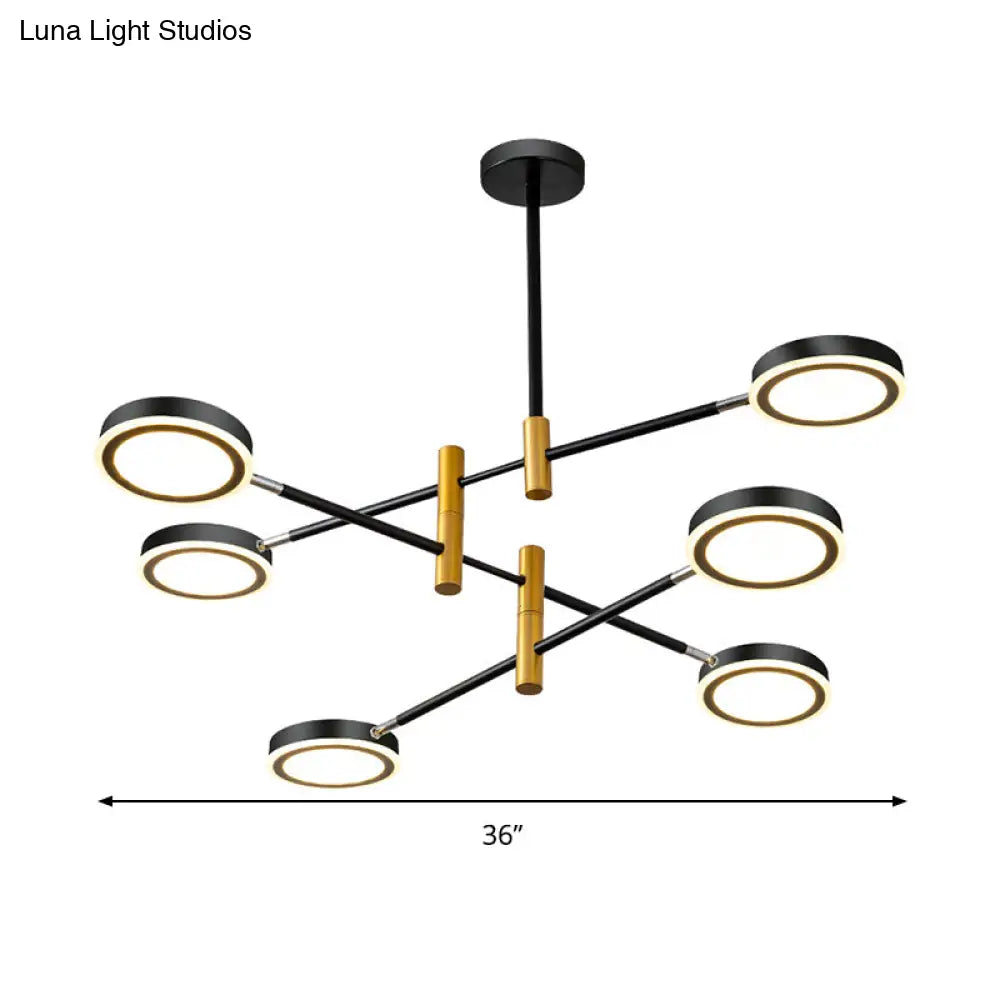 Modern Metal Starburst Chandelier - 4/6 Heads White/Black Gold Finish Warm/White Light