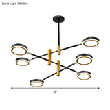 Modern Metal Starburst Chandelier - 4/6 Heads White/Black Gold Finish Warm/White Light