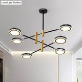 Modern Metal Starburst Chandelier - 4/6 Heads White/Black Gold Finish Warm/White Light