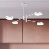 Modern Metal Starburst Chandelier - 4/6 Heads White/Black Gold Finish Warm/White Light 4 / White / White