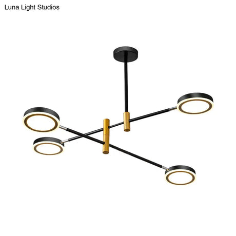Modern Metal Starburst Chandelier - 4/6 Heads White/Black Gold Finish Warm/White Light